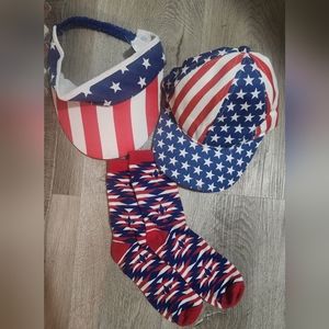 🇺🇸 AMERICA!. Selling these patriotic items together. HAT, VISOR, & SOCKS.